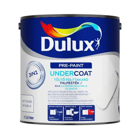 Legkelendőbb Dulux UnderCoat 3in1 töltő, folttakaró falfesték 2,5 L