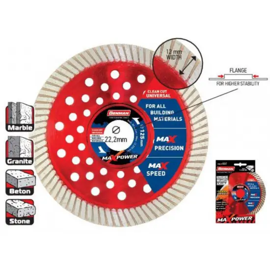 gyémánt vágókorong, MAXPOWER, univerzális-TURBO, 115 X 2.0 X 12w Azonnali szállítás