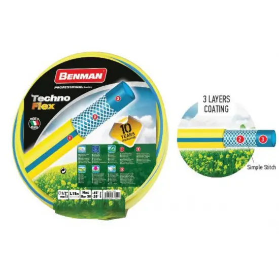 Azonnal elérhető kerti tömlő TECHNOFLEX 5/8" X 50 m (sárga),