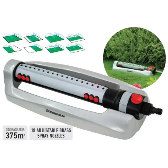 kompakt állítható billenő locsolófej, 18 fém sprayfej (~375m2) Legnépszerűbb