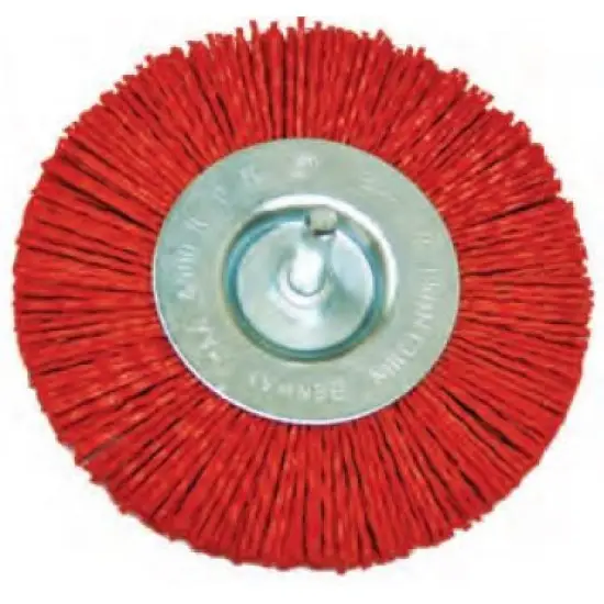 nylon csiszoló kefekerék, piros, szárral, O75mm Ne maradj le