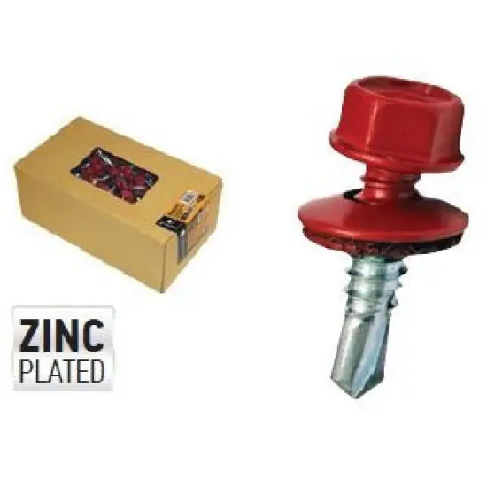 Gyors kiszállítás önmetsző piros hatlapfejű csavar WITH 16mm EPDM gumi bevonatú alátét fej