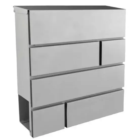 Legjobb ár postaláda ezüst újságtartó rekesszel, 370x370x105x0,6mm,
