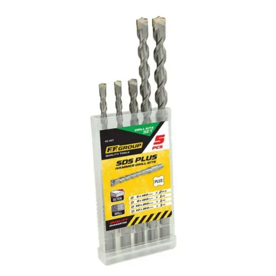 SDS Plus fúrószár készlet, 5 db-os - 2db 6x160,1db 8x160,1db 10x210,1db Biztonságos fizetés