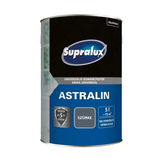 Supralux Astralin univerzális zománcfesték selyemf. szürke 5 l Biztonságos fizetés