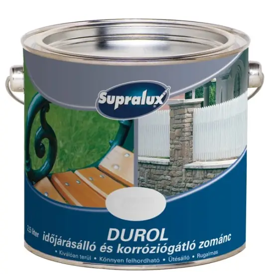 Vedd meg most Supralux Durol időjárásálló és korróziógátló zománc fehér 2,5 l