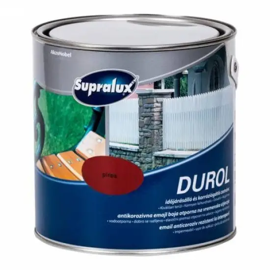 Supralux Durol időjárásálló és korróziógátló zománc piros 2,5 l Outlet