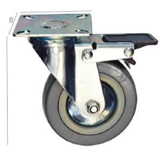 szürke gumi görgő,forgó fékkel 125mm, Szuper akció