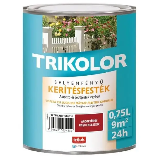 Csak ma Trikolor selyemf. kerítésfesték 800 angolvörös 0.75 l