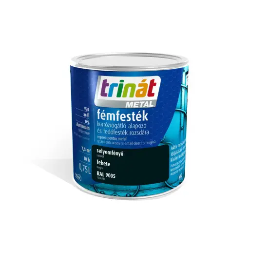 Újdonság Trinát Metal fémfesték selyemf. RAL9005 fekete 0,75 l