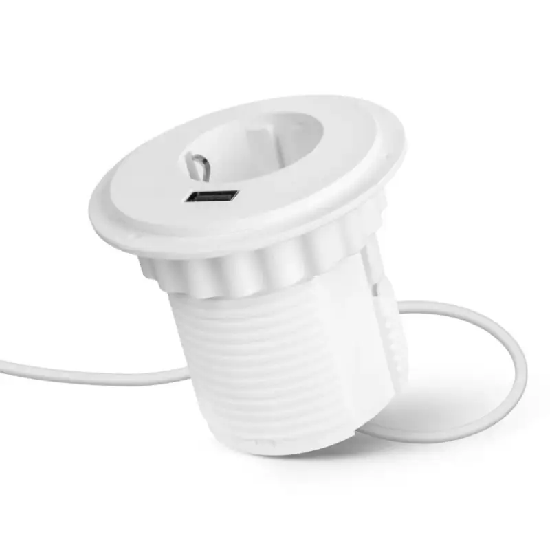 Rejtett elosztó beépíthető konnektor 1x230V + 1xUSB Fehér Kedvezményes ár