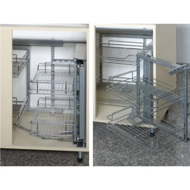 Expressz szállítás Fémrács E4213 Sarokmechanizmus csillapítással 860x530x520 Króm-szürke