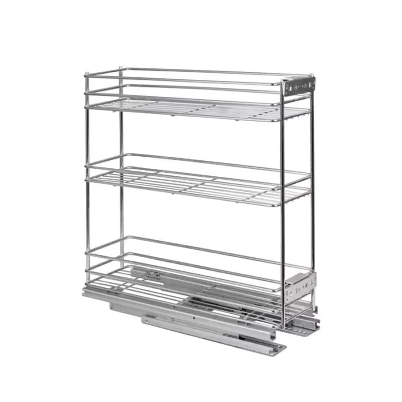 Outlet Fémrács 24272.200 Fenéklapra szerelhető 3 polcos kihúzható 145x510x475mm Króm