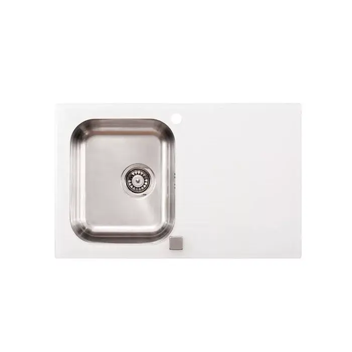 Exkluzív ajánlat Onyx Üveg-inox mosogató fehér 800x500/180mm 137892 UTOLSÓ db!