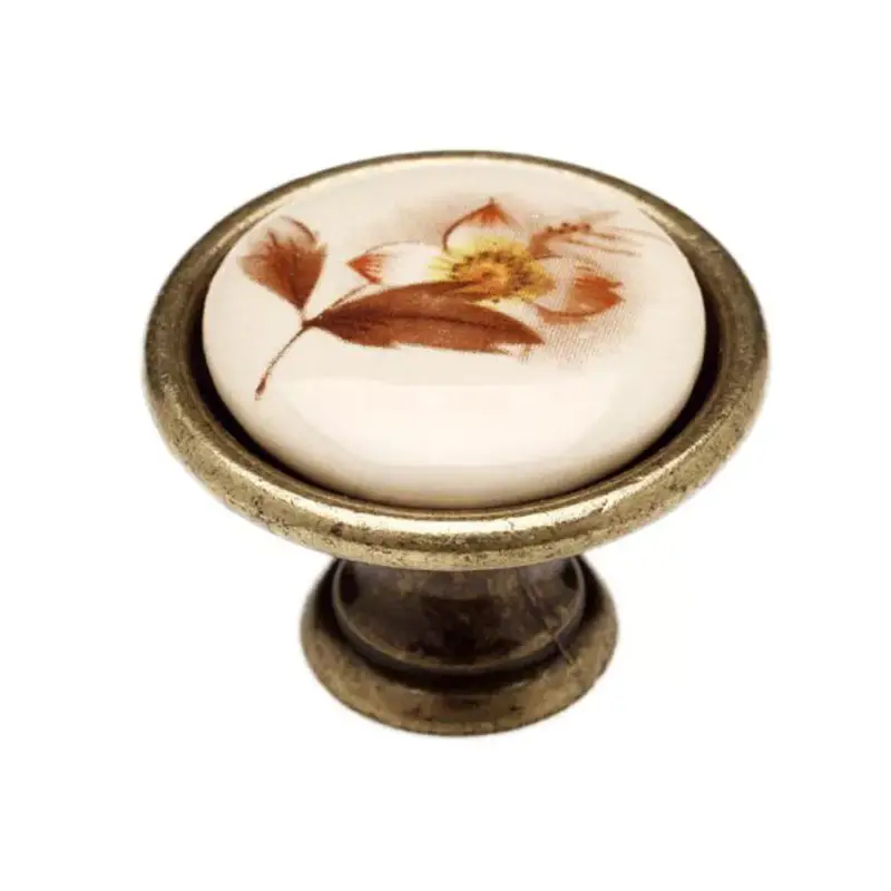 Különleges ajánlat Fogantyú P07.01.02.04 Antikolt Bronz-Barna Virág Fém/Porcelán