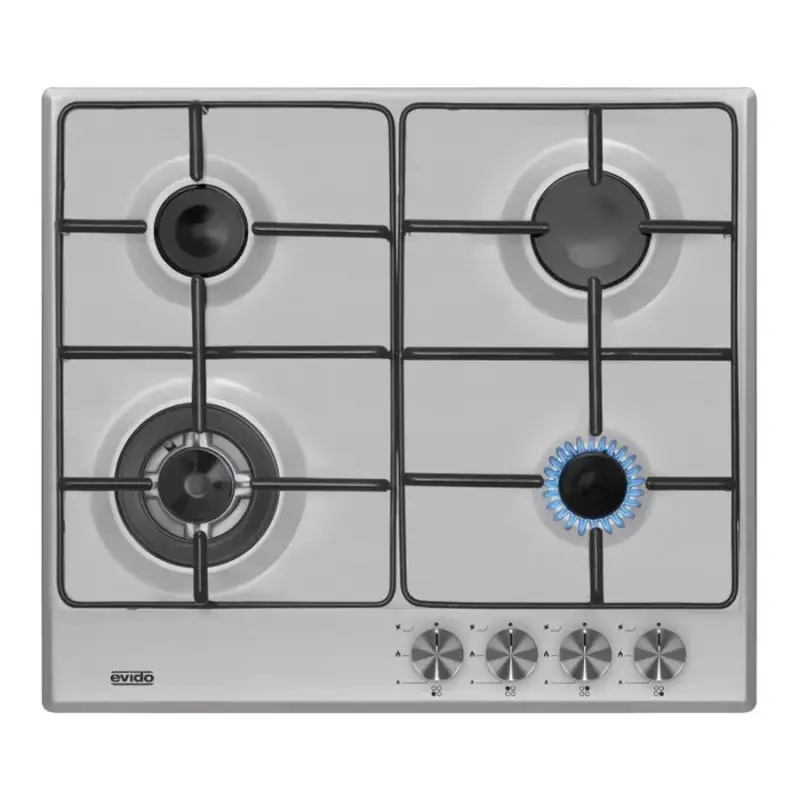 EVIDO VALEO 60FX gáz főzőlap, 60 cm, elülső vezérlőgombok, WOK, matt zománc edénytartók, szálcsiszolt inox Outlet