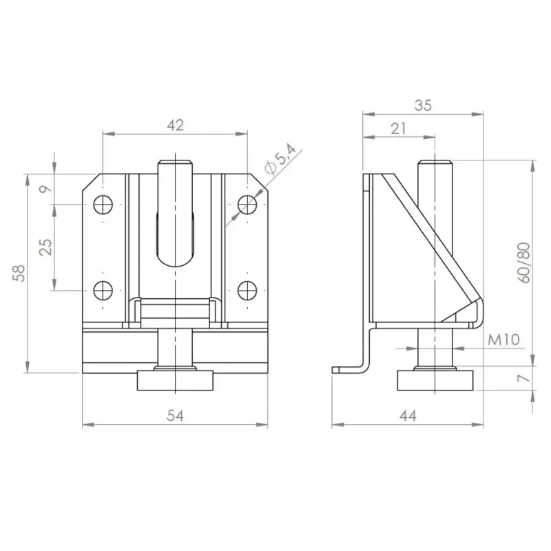 Szintezőláb AS001 60mm M10 állítható talppal 200kg teherbírás Outlet