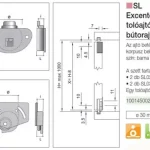 Olcsóbb Tolóajtó szerelvény SL02+SL03 excenteres görgő 30mm Teherb.:20kg Barna