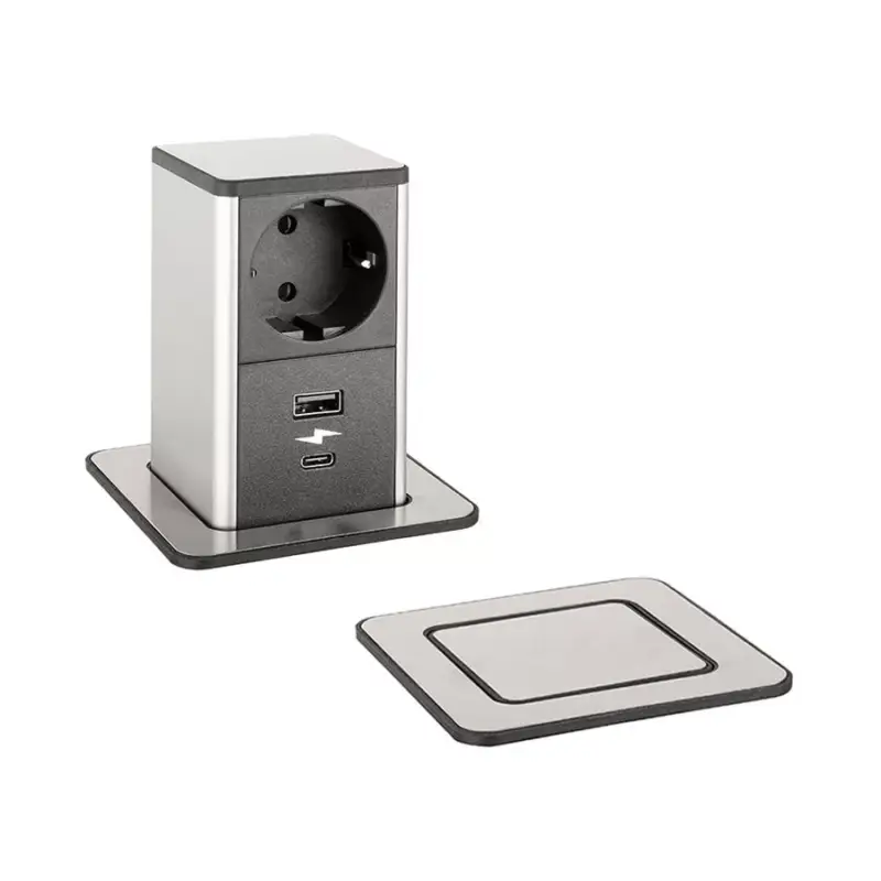 Konnektor-rejtett elosztó StrongPower PowerUp 1x230V-1xUSB A/C Nemesacél Szuper ajánlat