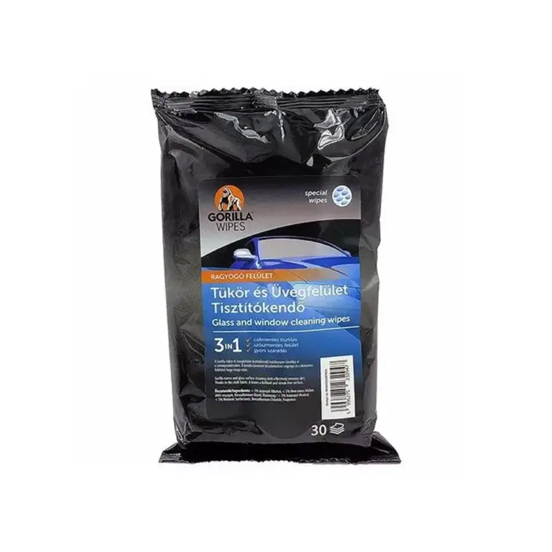 Alacsony ár Gorilla Wipes Tükör és üvegfelület tisztító kendő 30db/csomag