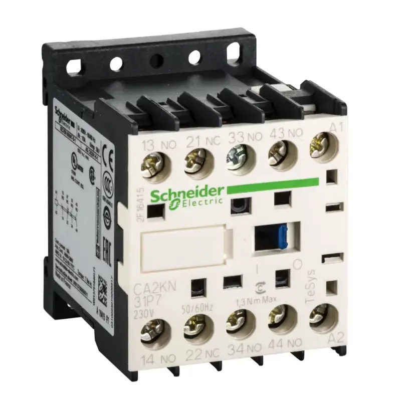 Kedvezményes ár Schneider Electric CA2KN31P7, Segédkontaktor 10A, 230V AC 50/60 Hz vezerlés, 3 Záró + 1 Nyitó érintkező, csavaros csatlakozás (Segédkapcsoló CA2KN31P7)