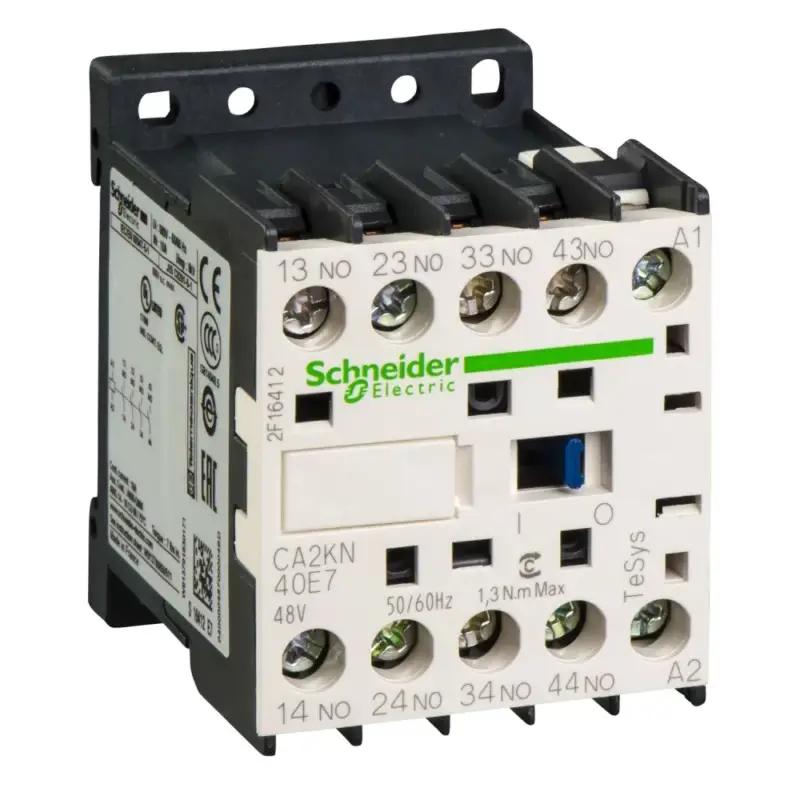 Outlet Schneider Electric CA2KN40E7, Segédkontaktor 10A, 48V AC 50/60 Hz vezerlés, 4 Záró érintkező, csavaros csatlakozás (Segédkapcsoló CA2KN40E7)