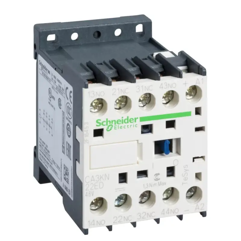 Schneider Electric CA3KN22ED, Segédkontaktor 10A, 48V DC vezerlés, 2 Záró + 2 Nyitó érintkező, csavaros csatlakozás (Segédkapcsoló CA3KN22ED) Legnépszerűbb