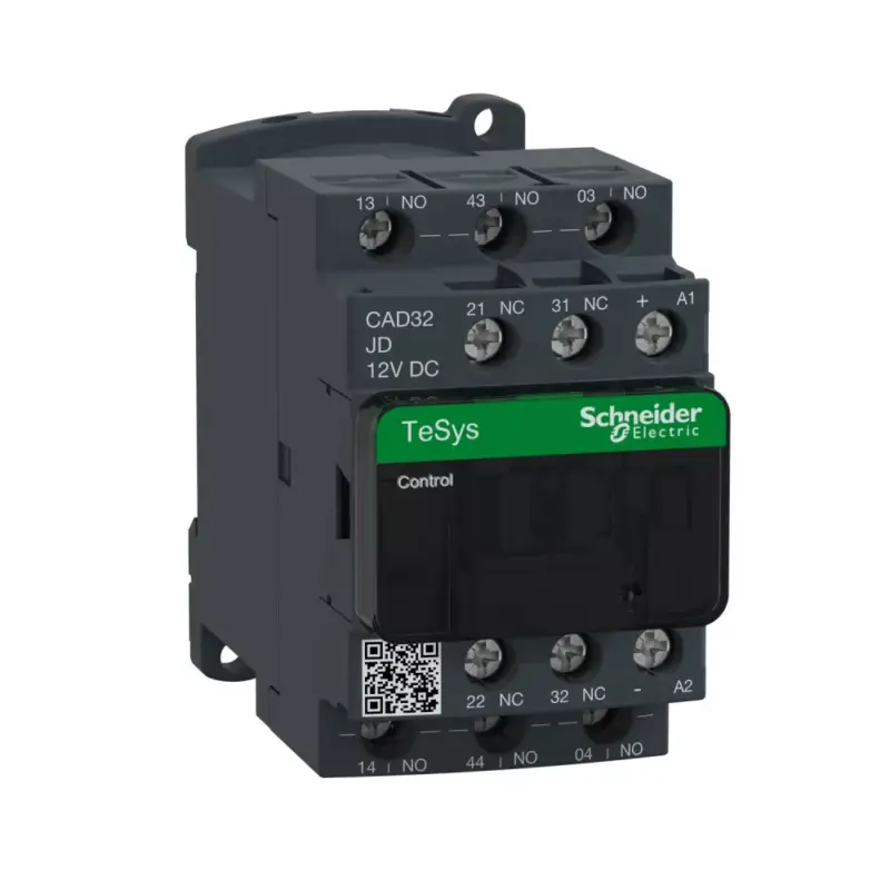 Schneider Electric CAD32JD, Segédkontaktor 10A, 12V DC vezerlés, 3 Záró + 2 Nyitó érintkező, csavaros csatlakozás (Segédkapcsoló CAD32JD) Akció