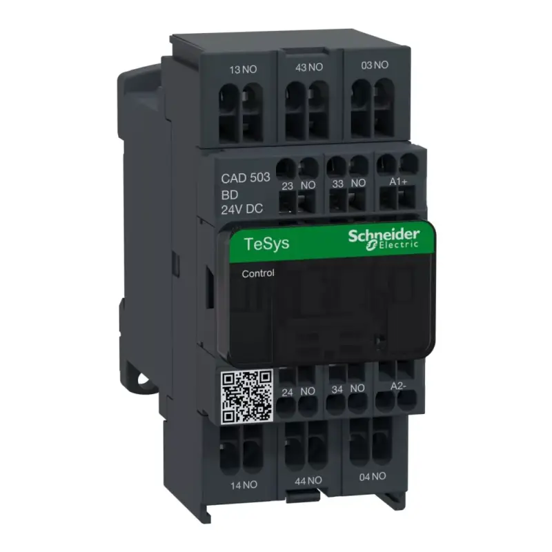 Schneider Electric CAD503BD, Segédkontaktor 10A, 24V DC vezerlés, 5 Záró érintkező, rugós csatlakozás (Segédkapcsoló CAD503BD) Expressz szállítás