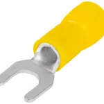 Tracon SV4 szigetelt villássaru, 6mm2, M4, (d1=3,4mm, d2=4,3mm), sárga, ónozott elektrolitréz Gyors kiszállítás
