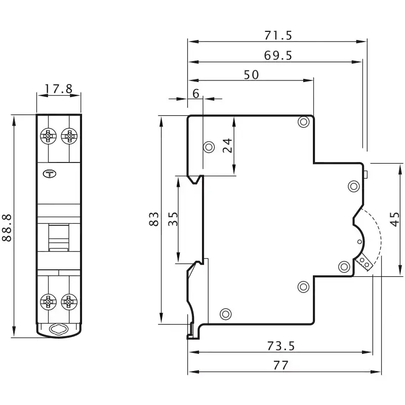 Tracon EVOKEB4003 Áramvédős kismegszakító (Kombi Fi-relé) 1P+N, B karakterisztika, 40A, 30mA, 6kA, AC osztály, 1 modul Expressz kézbesítés