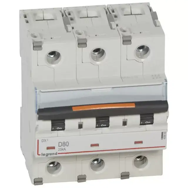 Kiárusítás Legrand 409840 DX3 Kismegszakító. 3P, 80A, D karakterisztika, 25kA