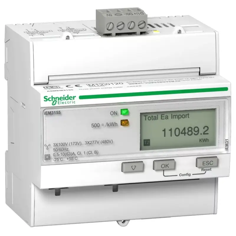 Akciós ár Schneider A9MEM3155 digitális fogyasztásmérő 3 fázis 63A, MODBUS, MID