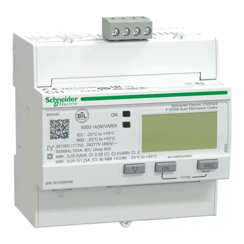 Schneider A9MEM3265 digitális fogyasztásmérő 3 fázis 63A, áramváltós, Bacnet, MID Legnépszerűbb