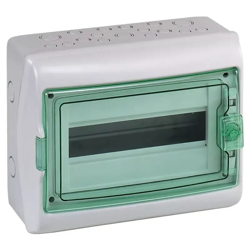 Schneider 13431 Kaedra vízálló kiselosztók 12 modul, 1 sor, átlátszó zöld ajtóval, IP65, falon kívüli Olcsóbb