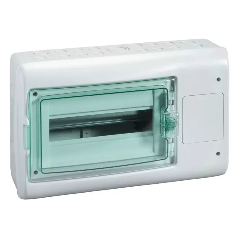 Biztonságos fizetés Schneider 13438 Kaedra vízálló kiselosztók 12 modul, 1 sor, 1 db 90x100 mm-es níylással, átlátszó zöld ajtóval, IP65, falon kívüli