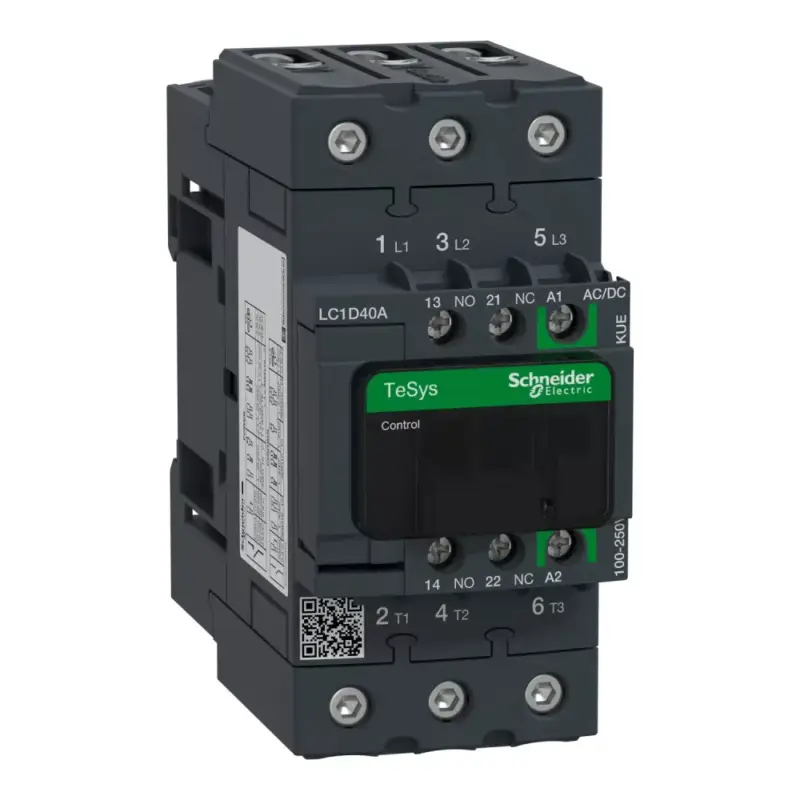 Schneider LC1D40AKUE, Tesys D Green mágneskapcsoló, 18.5kW/40A (400V, AC3), 120..250V AC/DC vezerlés, 1Z+1Ny, csavaros csatlakozás Kihagyhatatlan ajánlat