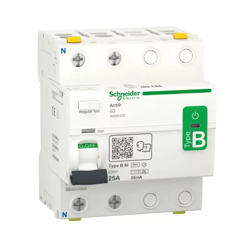 Schneider A9Z61225 Áram-védőkapcsoló (Fí-relé), B-SI osztály, 2P, 25A, 30mA, ACTI9 iID Outlet