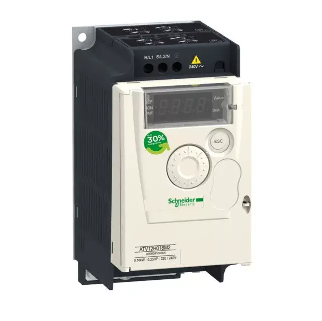 Vedd meg most Schneider ATV12H018F1 frekvenciaváltó 0,18 kW, 1 fázis, 100..120V AC, Modubs, IP20 (Altivar 12)