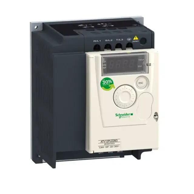 Exkluzív ajánlat Schneider ATV12PU15M3 frekvenciaváltó 1,5 kW, 3 fázis, 200..240V AC, Modubs, IP20, hűtőborda nélkül (Altivar 12)