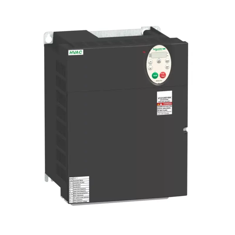 Schneider ATV212HD15N4 frekvenciaváltó 15 kW, 3 fázis, 380..480V AC, C2 osztályú EMC szűrővel, IP21 (Altivar 212 épületes alkalmazásokra) Legnépszerűbb