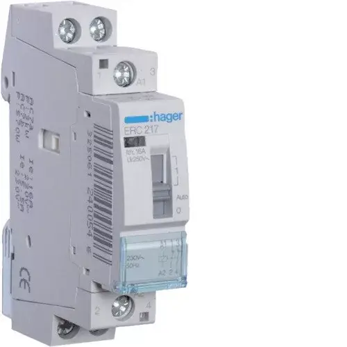 Gyors kiszállítás Hager ERC217 Relé, 2NY, 16A, 230V AC, I-0-II, moduláris