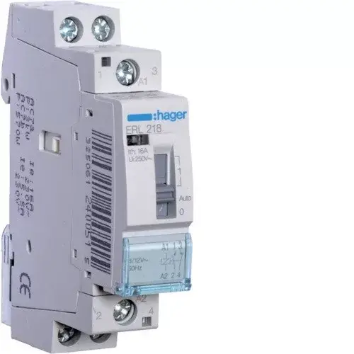 Rendeld meg most Hager ERL218 Relé, 1Z+1NY, 16A, 8/12V AC, I-0-II, moduláris