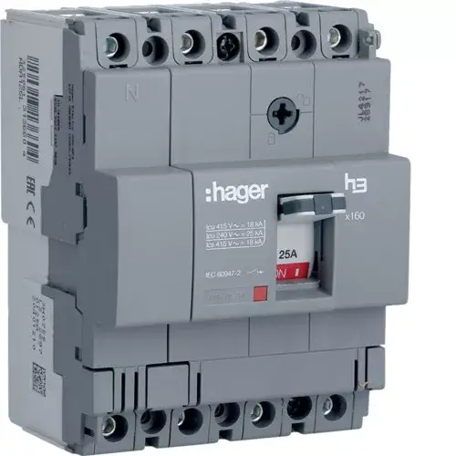 Biztonságos vásárlás Hager HDA126L x160 TM kompakt megszakító, 4P, 125A, 18kA