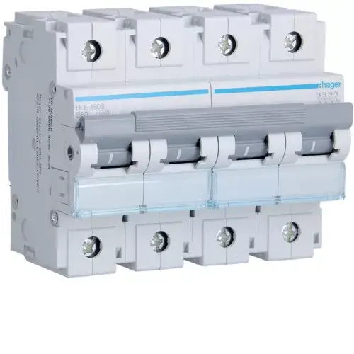 Árengedmény Hager HLE480S Kismegszakító 4P, B-80A, 10kA, 6M