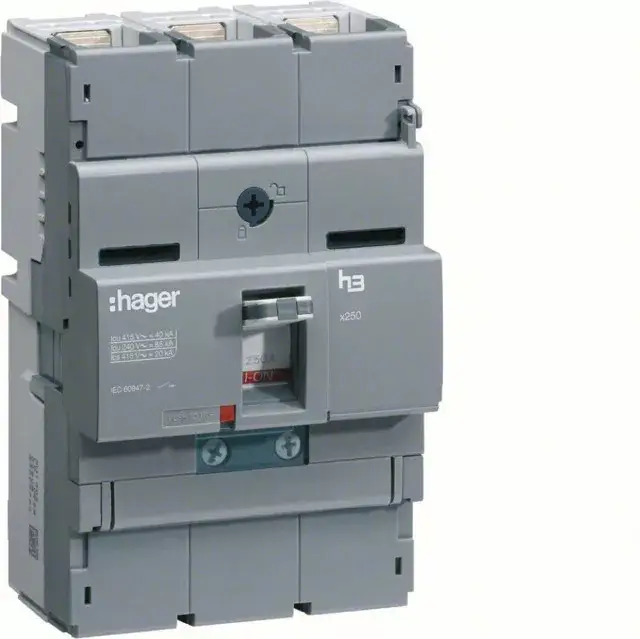Hager HNB200H x250 TM kompakt megszakító, 3P, 200A, 40kA Prémium