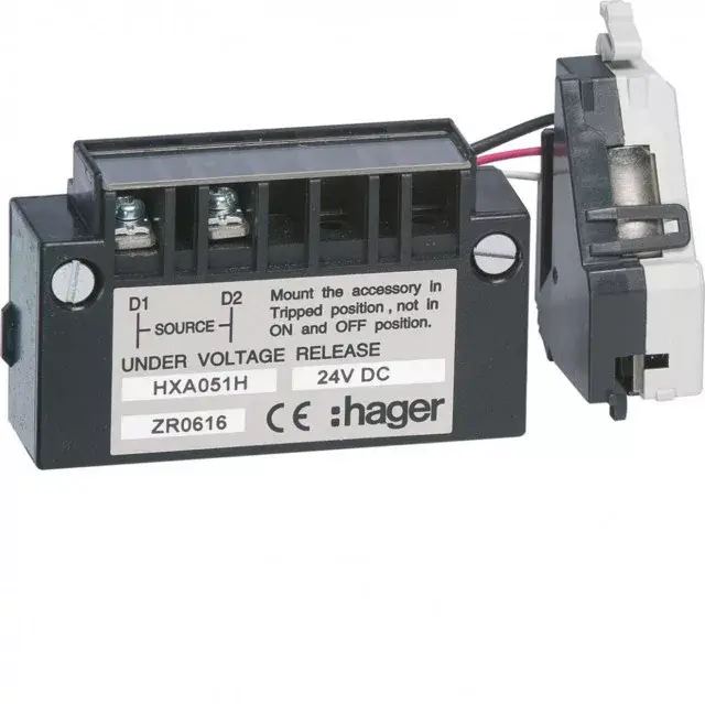 Olcsóbb Hager HXA051H x160/250 DUVR késleltetett fesz.csökk. kioldó 24V DC