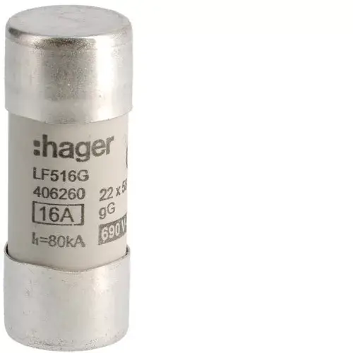 Utolsó esély Hager lf516g Hengeres olvadóbiztosítóbetét, 22x58 mm, gG, 16 A 690 V