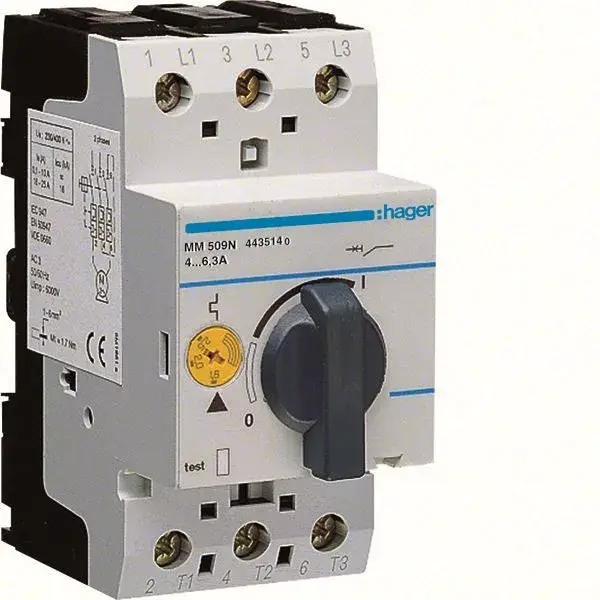Expressz kézbesítés Hager MM509N Motorvédő kapcsoló 3P, 4-6,3A, 2,5M