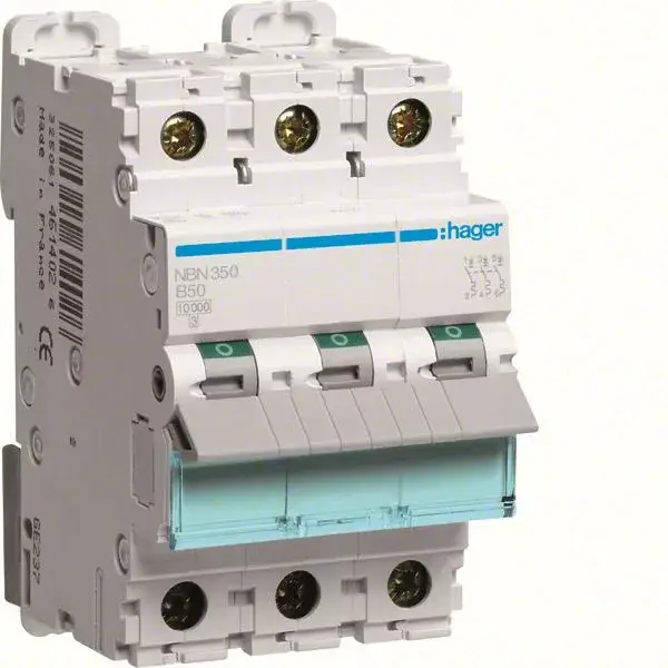 Legnépszerűbb Hager NBN350 Kismegszakító 3P, B-50A, 10kA, 3M